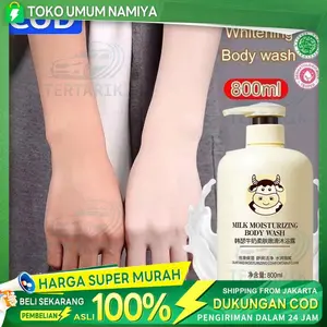Milk Sabun pemutih badan Shower gel susu Sabun Whitening Body Wash Sabun Cair Pemutih Badan Permanen Mandi Susu Pemutih Badan Spa Sabun Badan Pemutih Sabun Cair Milk Niacinamide Whiten Body Wash Pemutih Badan Singkirkan Kulit Kusam Kering Merinding