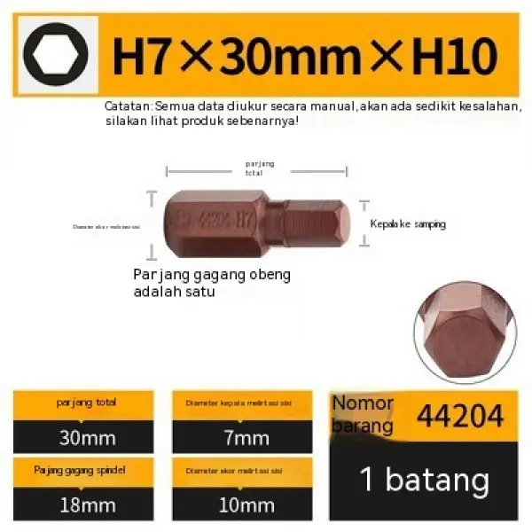 BESTIR Kepala Obeng Heksagonal Kepala Obeng 10Mm Ujung Gesper Soket H10 Kunci Cepat 6 Sudut Alat Obeng 8