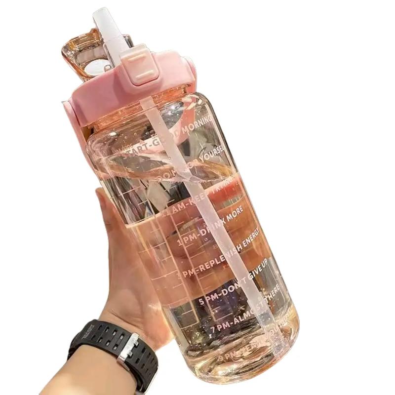 Bình Nước 2 Lít Có Vạch Chia Nhắc Giờ Uống Nước - Tặng Kèm Miếng Dán Sticker