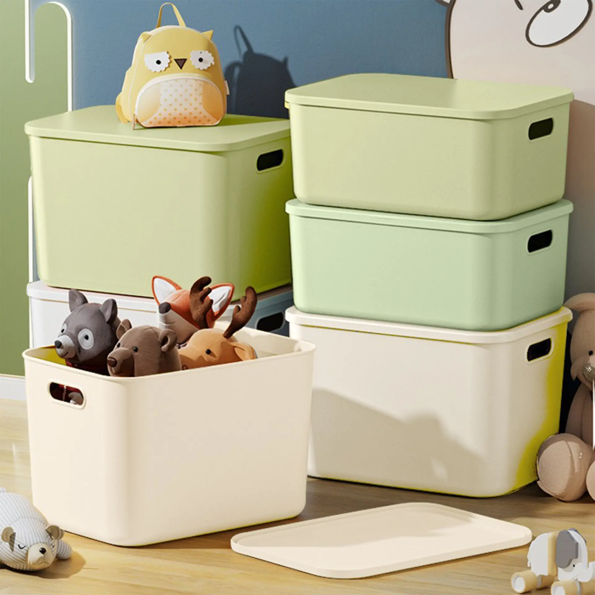 กล่องพลาสติกเก็บของ กล่องเก็บของ พร้อมฝาปิด กล่องพลาสติก Storage box น้ำหนักเบา ยืดหยุ่น วางซ้อนกันได้ พร้อมฝาปิด มีทีจับ พลาสติกแข็งแรง