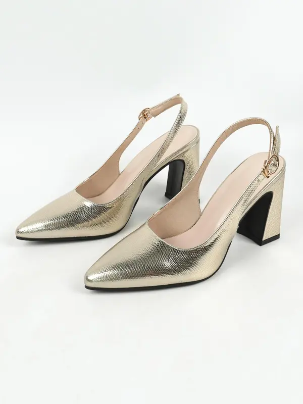 Women's Fashionable Solid Color Pointed Toe High Heels, 1 Pair Elegant Buckle Strap Slingback Shoes for Party, Daily Clothing Decor 5