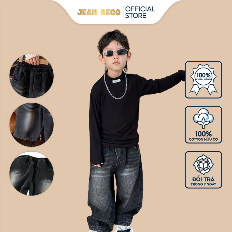  Quần jean suông JEANBECO Jeans ống suông form from rộng cho bé trai bé gái phong cách Basic QJD0015 