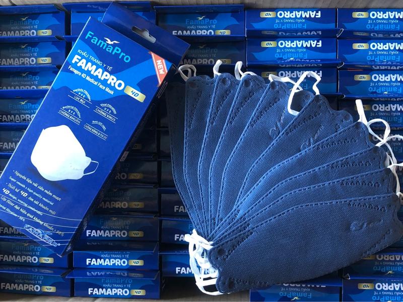 Combo 10 hộp 100 cái khẩu trang y tế 4D Famapro chính hãng, khẩu trang kf94 3 lớp cao cấp mềm mịn không dệt việt nam