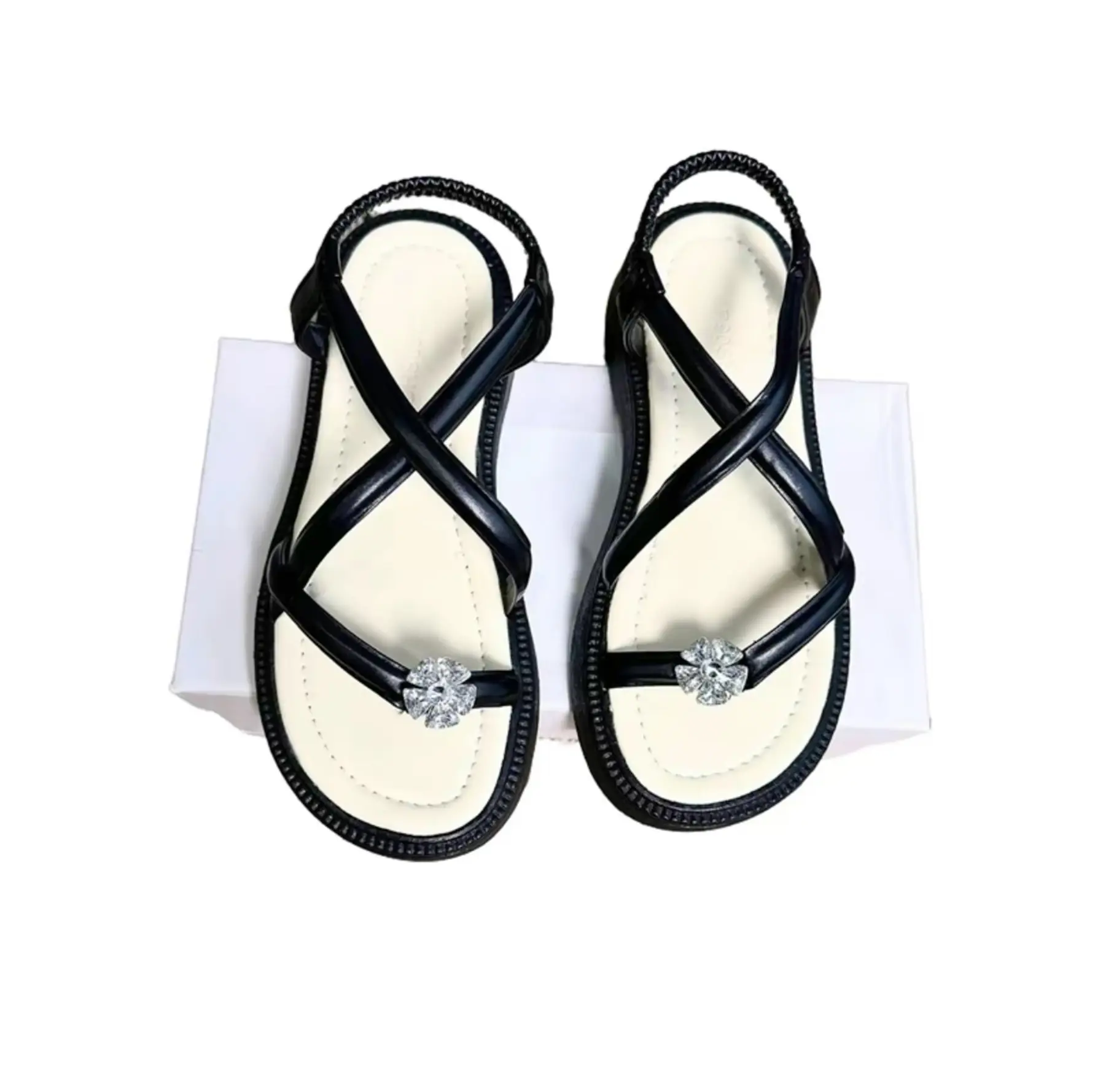 DÉP SANDAL NỮ ĐÍNH HOA ĐÁ 4 PHÂN (CHUẨN SIZE) S8