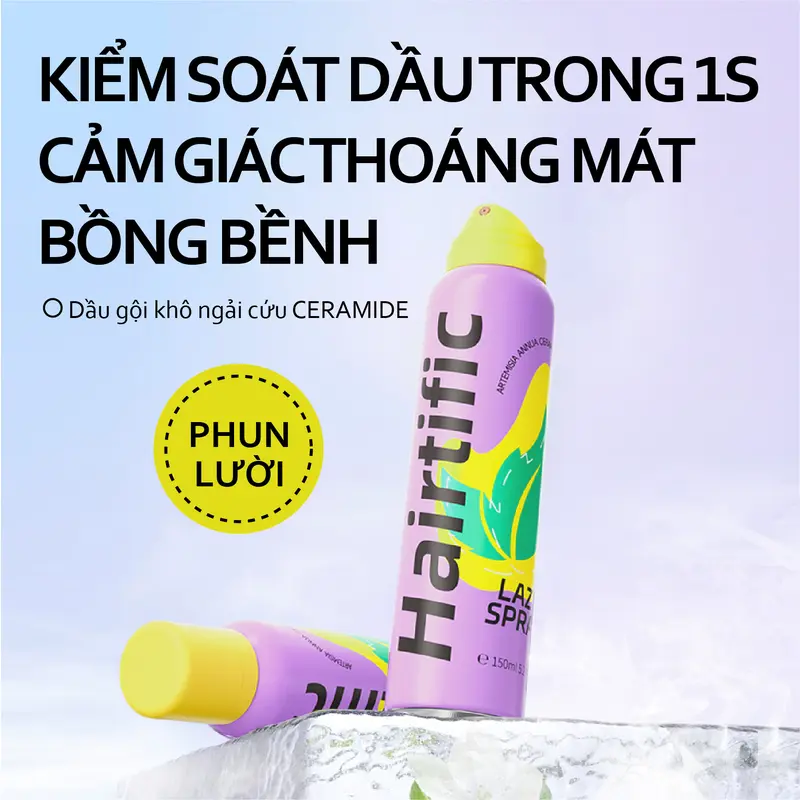 HAIRTIFIC Gôm xịt tóc Dầu gội khô ngải cứu ceramide 150ml Haircare bình xịt khô tóc 1