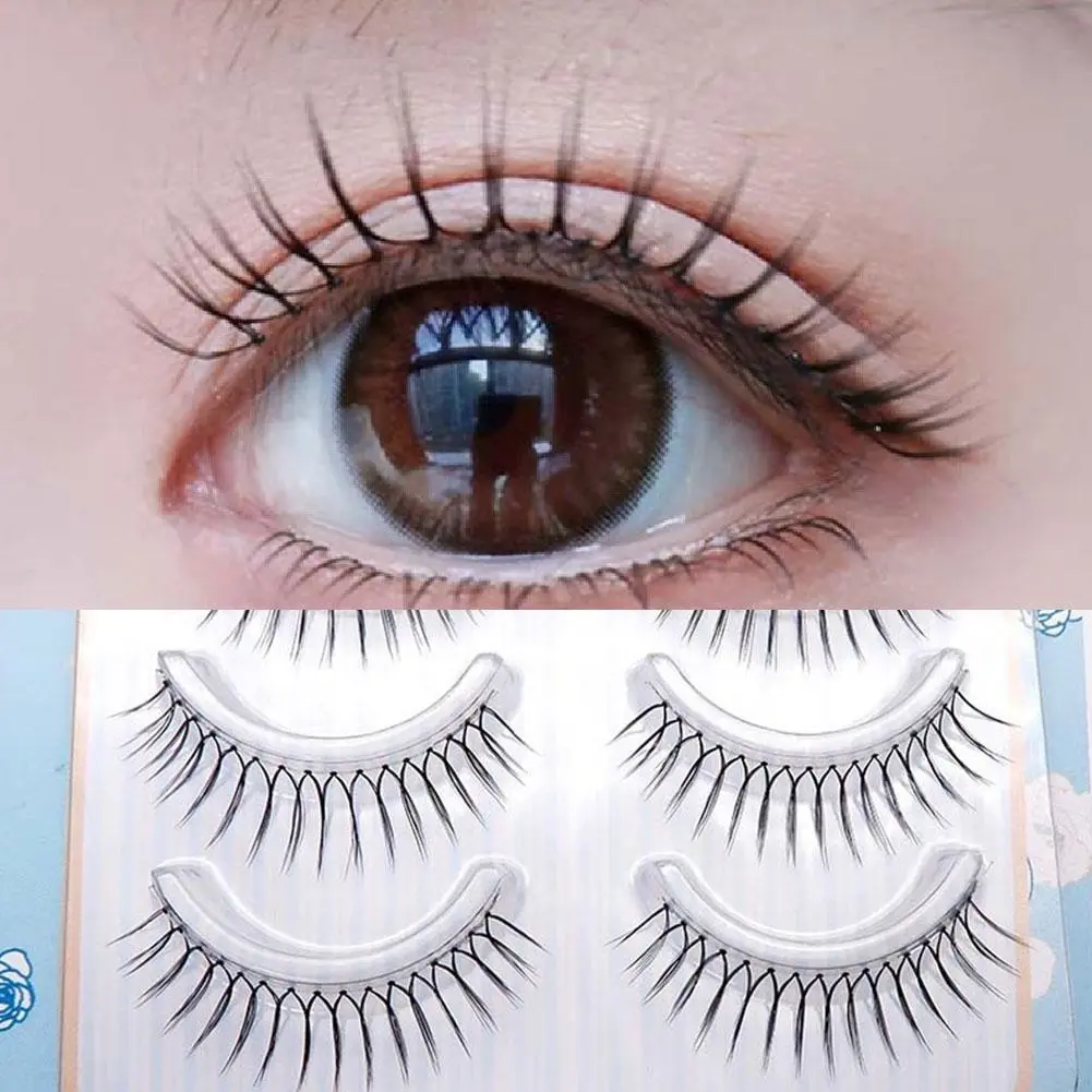 false Eyelashes For Korean Girl Groups U-Shaped Natural Clear Stem Thick Handmade Eyelashes