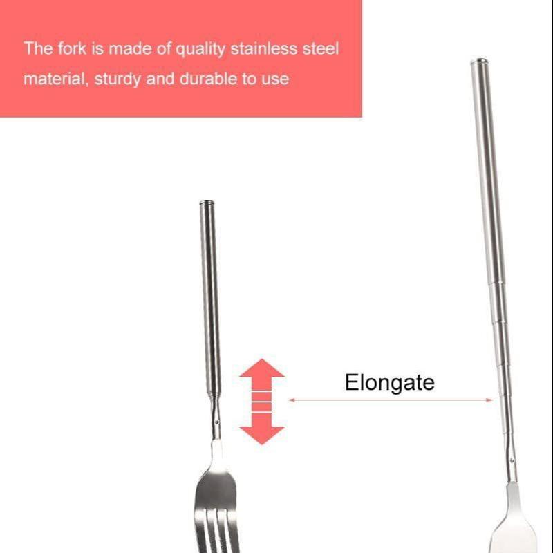 Western Style BBQ Dinner Fruit Dessert Long Handle Forks, 1 Count Stainless Steel Telescopic Fork, Dessert Fork For Home Kitchen, Cutlery & Tableware Supplies 7