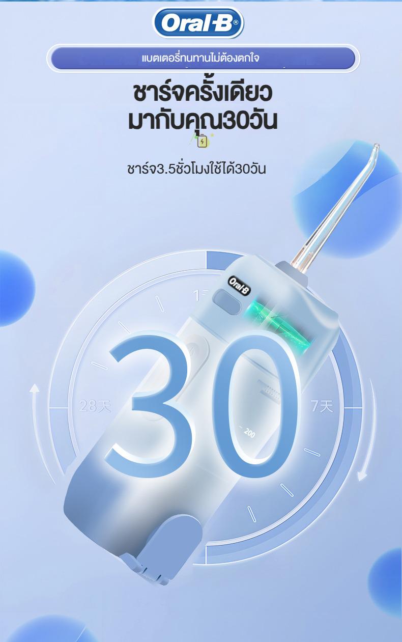 Product Introduction of Oral-B water flosser ไหมขัดฟัน น้ำ ไหมขัดฟันพลังน้ำ 200ML(3 mode + 4 nozel) IPX7 Waterproof กันน้ําหมุนได้ 360°แรงดันน้ำ 80-120 PSI Portable Oral Irrigator เครื่องทำความสะอาดฟัน 41