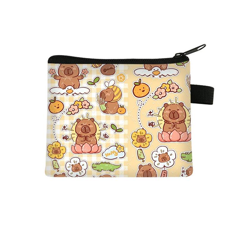 2024 Capibala coin purse, children's student printed polyester card bag, simple and fashionable headphone bag, storage bag 2