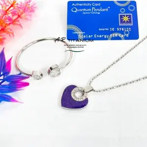 1 SET Kalung Sehat Quantum Pendant Titanium Wanita Motif Love Bisa Bayar Di Tempat Hitam Liontin Perhiasan