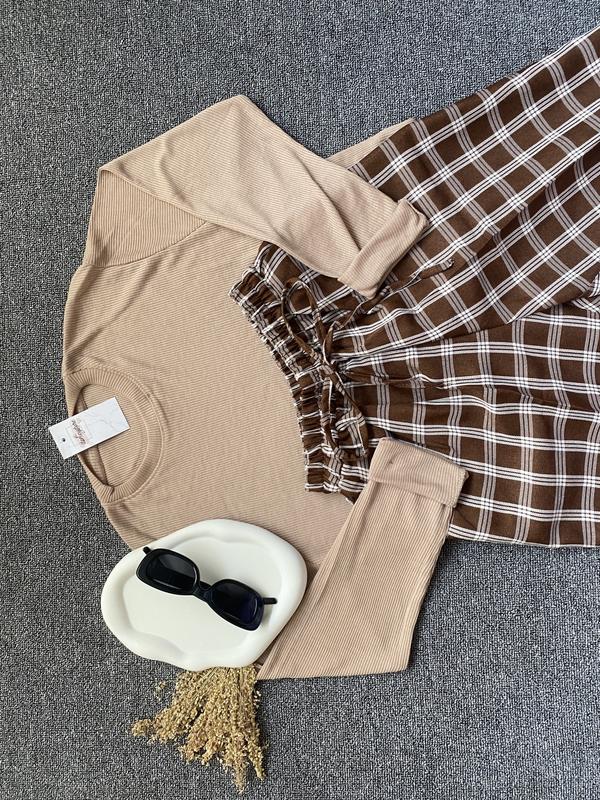 (BISA COD) One Set Outfit Kaos RIB dan Celana Baggy Pants atasan Lengan panjang 8