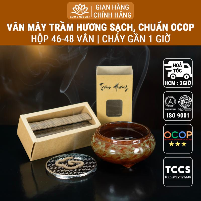 Nhang Vân Mây Trầm Hương Tự Nhiên Xưởng Mộc Việt - Dùng Xông Nhà Thơm Phòng Mùi Hương Dịu Ngọt Của Trầm Nguyên Chất Không Có Keo Kết Dính, Mang Lại Cảm Giác Thư Giãn Và Dễ Chịu.