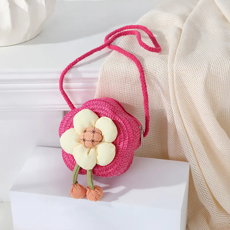 Túi Rơm Dệt Đeo Chéo Mini, Thiết Kế Dễ Thương, Dành Cho Trẻ Em, Lý Tưởng Cho Các Hoạt Động Ngoài Trời 4