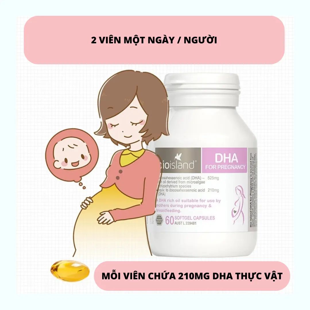 DHA Bio Island cho bà bầu – Bổ sung dưỡng chất giúp phát triển trí não thai nhi  (60 viên) Vitamin Lợi Sữa