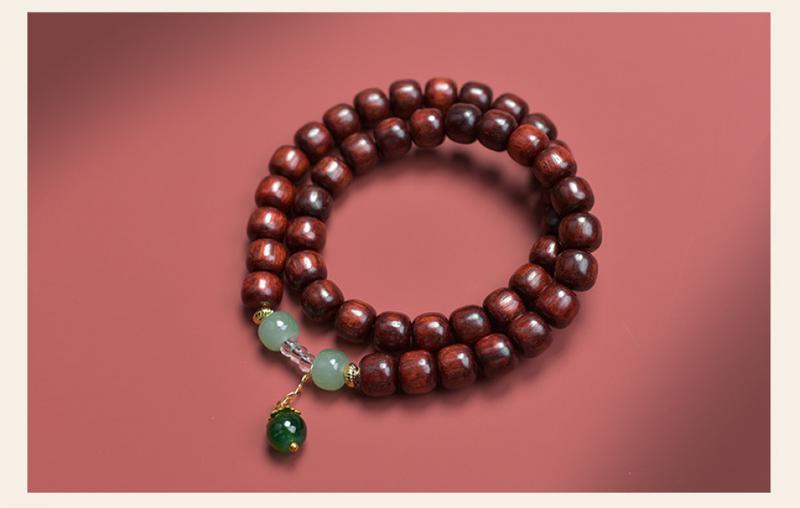 Product Introduction of Chinese Style Traditional Rosewood Hand Carved Artistic and Ancient Style Bracelet Multi-Circle Men's and Women's Crafts Wooden Prayer Beads Bracelet 1