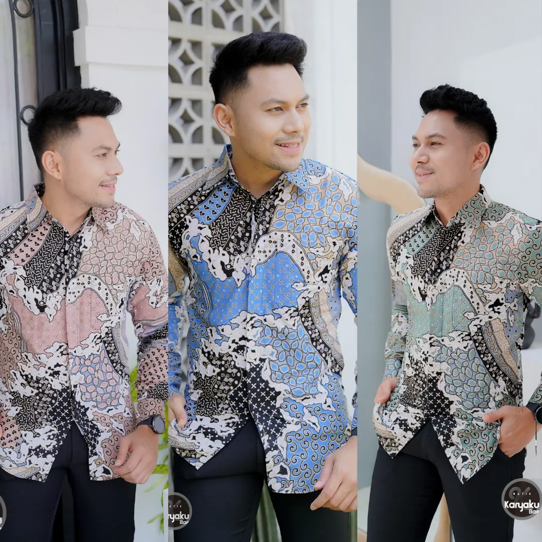 Kemeja Batik Slimfit Pria//Kemeja Kantor Motif Batik Terbaru Best Seller Kain Katun Panjang