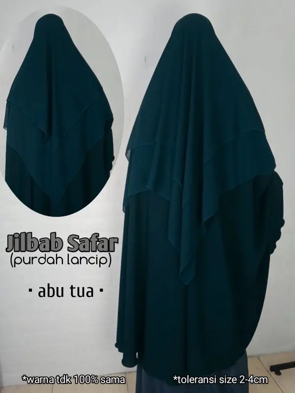 Jilbab Safar Purdah Lancip PREMIUM jetblack & new fortaleza Hitam Muslim 5
