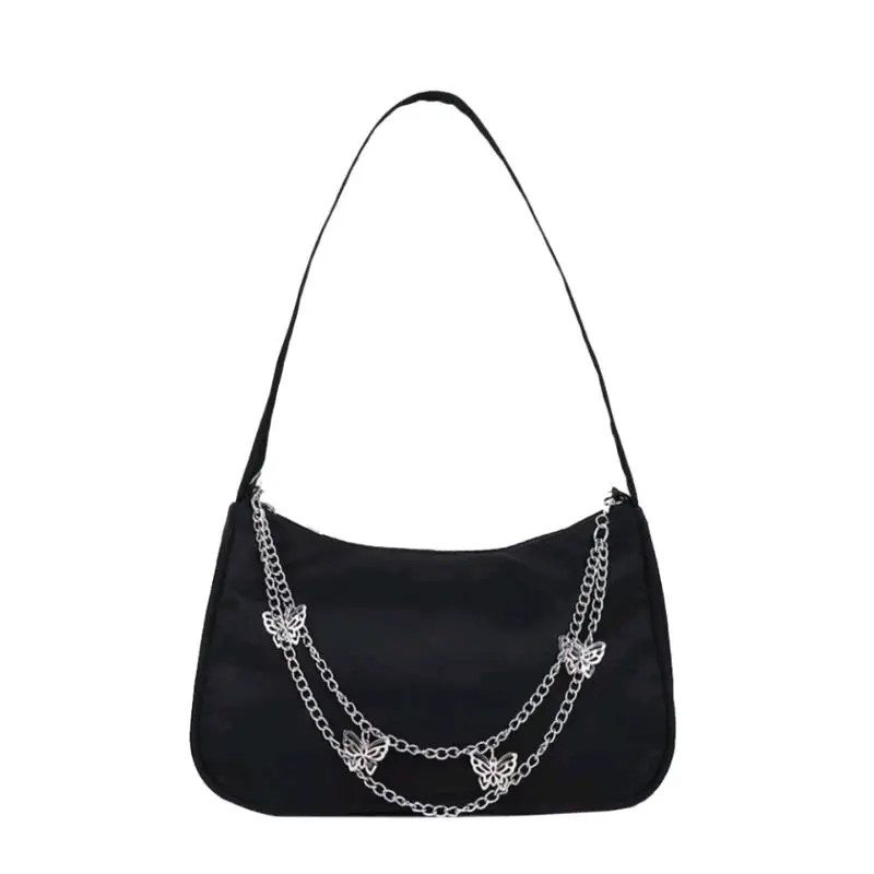 TAS BAHU RANTAI RONCE KOREAN STYLE / VIRAL SHOULDER BAG CEWEK KOREA COD GARTIS ONGKIR HITAM PUTIH kulit selempang Wanita