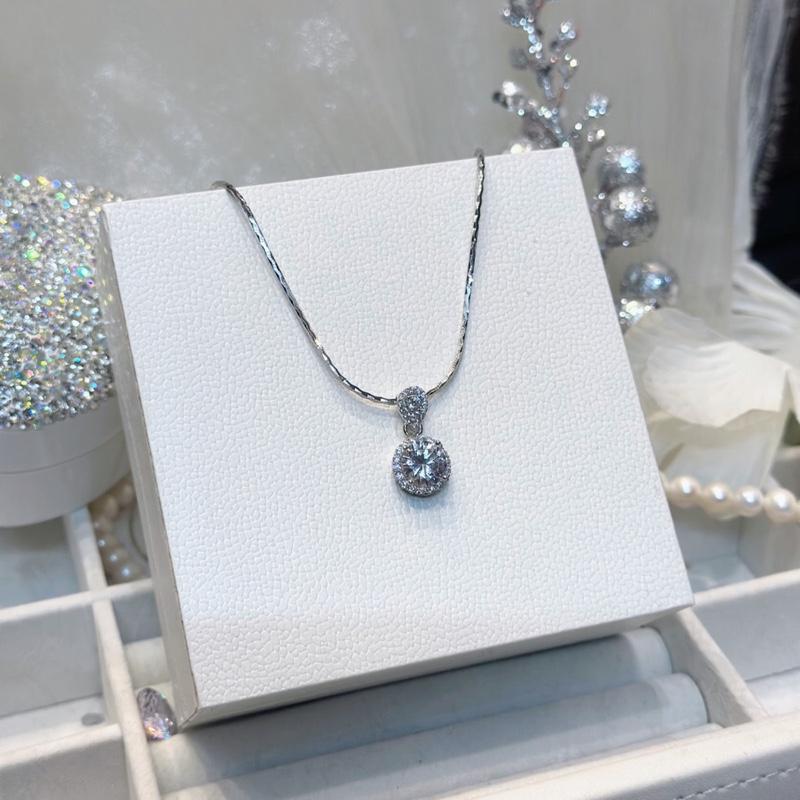 Trang Sức Dây Chuyền Bạc Mì Khứa K.C Phối Mặt Halo Tròn Cao Cấp X.o.à.n Nam Mỹ Xi Kim (P149)