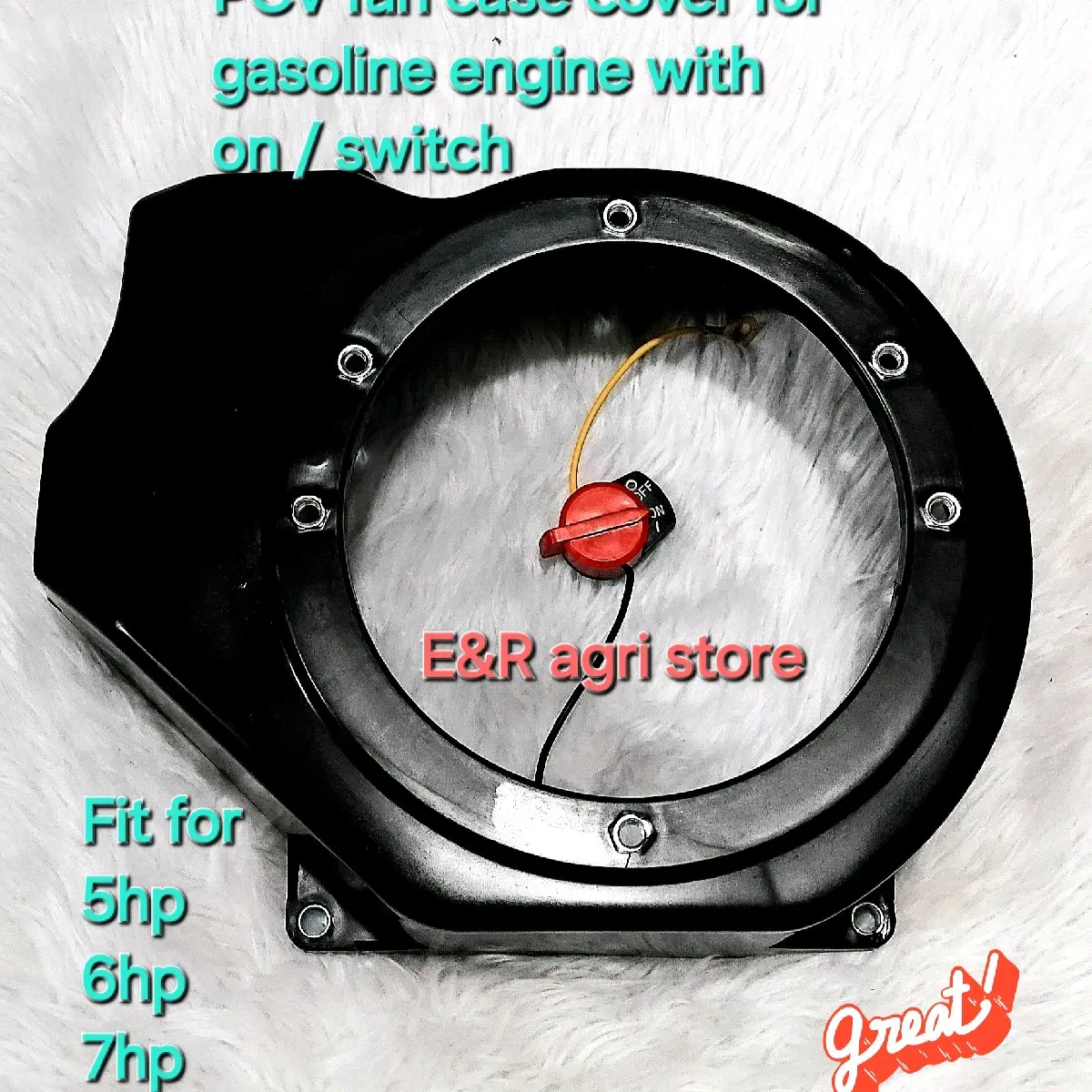 PVC / plastic fan case cover for gasoline engine fit for 5hp, 6hp, 7hp, 8hp.