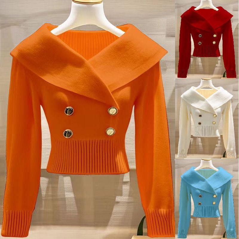 Product Introduction of Áo Len Cổ Bẻ Lớn, Phong Cách Cổ Điển, Màu Trắng, Dành Cho Nữ, Thích Hợp Cho Mùa Thu Và Mùa Đông, Nhỏ Và Thời Trang, Ôm Sát Eo, Áo Len Bó Sát, 2024 12