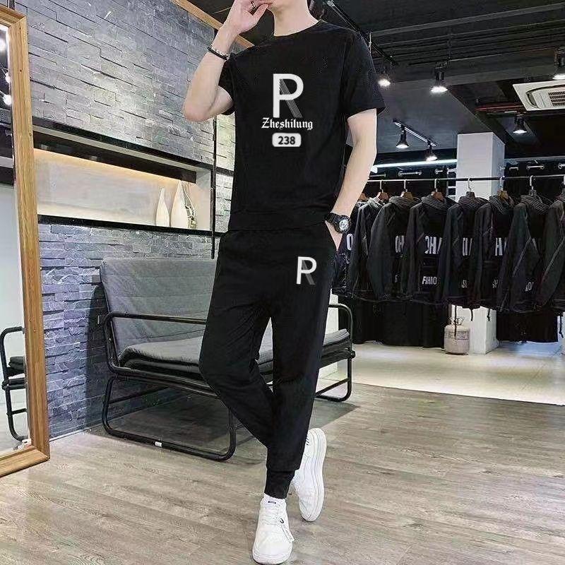 Bộ Đồ Mùa Hè Cho Nam, Hàng Mới Về, Quần Áo Thể Thao, Phong Cách Thường Ngày Dáng Rộng Vừa Vặn, Hợp Xu hướng Và Đẹp Trai, Làm Bằng Lụa Lạnh, ngắn Tay, Bao Gồm Quần Dài Nam, Hợp Xu hướng 2
