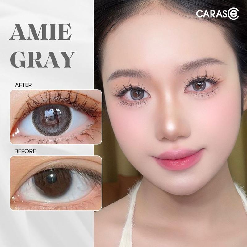 Kính áp tròng khoá ẩm 8H 3 Tháng Màu Xám Tro Ánh Xanh CARASE, Lens cận B AMIE GRAY (1 bên mắt) Women Nữ