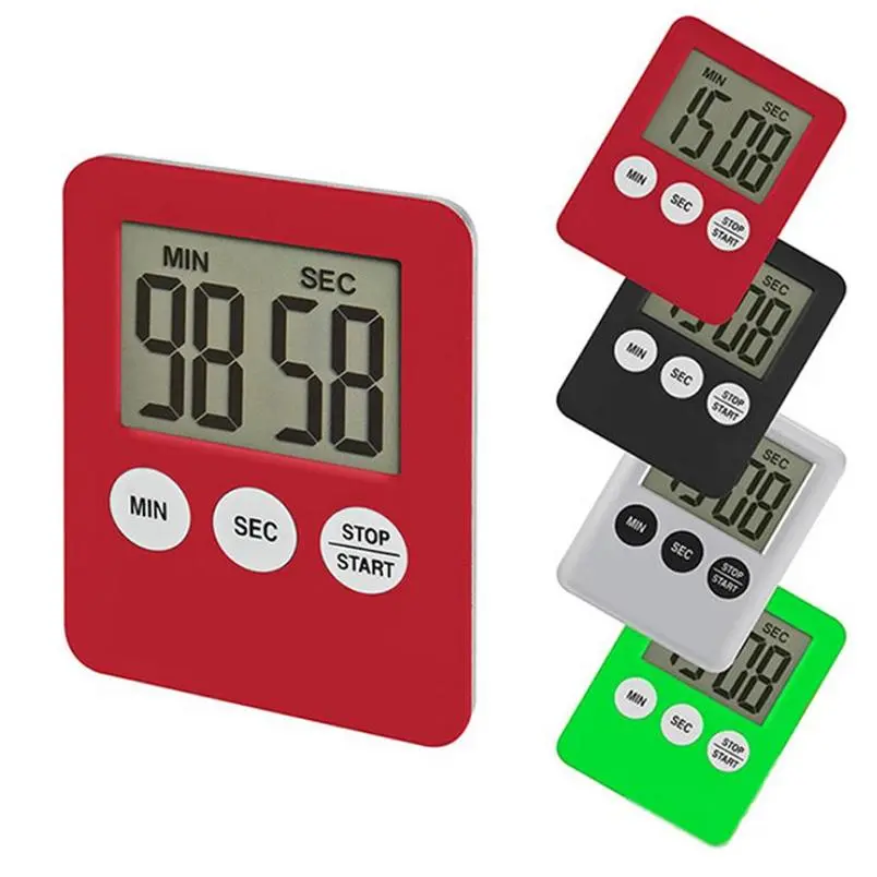 หน้าจอ LCD ดิจิตอล 1 ชิ้น ตัวจับเวลาในครัวสำหรับยิม นับถอยหลัง นาฬิกาปลุก