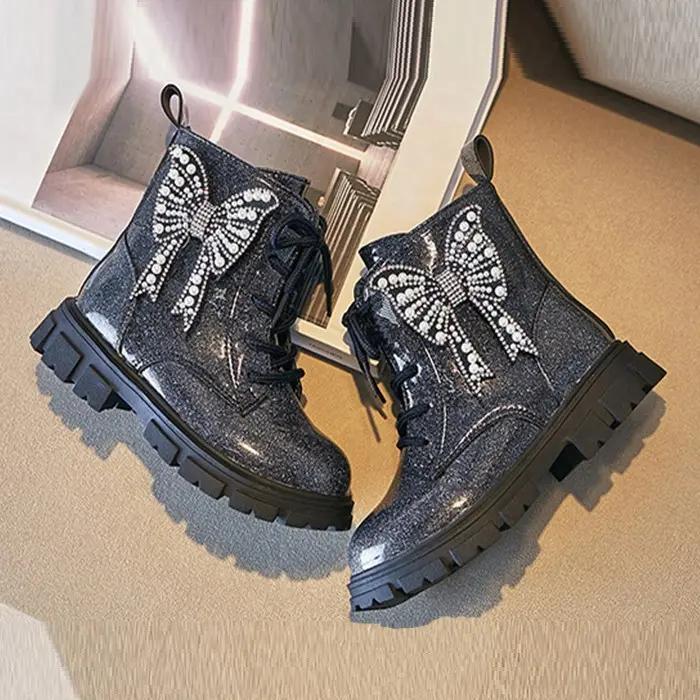 Sepatu Boots Anak Perempuan Pita Gliter Import Murah COD (HZ-SS230) Fashion 1