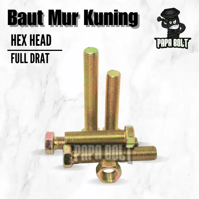 Baut Mur Hexagon Kuning M6 x 15-50mm Kunci 10 P 1.0