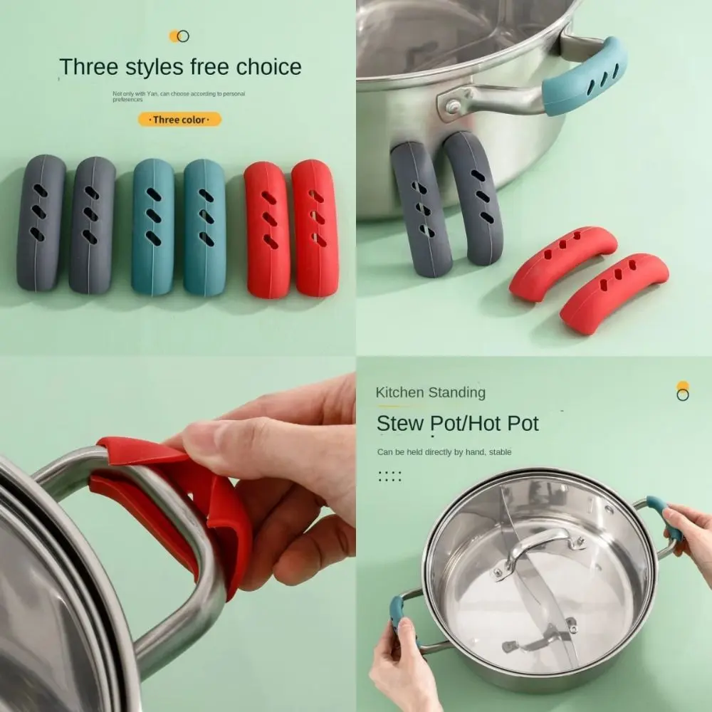 2PCS New Silicone Pan Handle Anti-Ironing Sleeve Heat-Resistant Gloves Iron Pan Wok Ears Durable Anti-Ironing Handle Sleeve