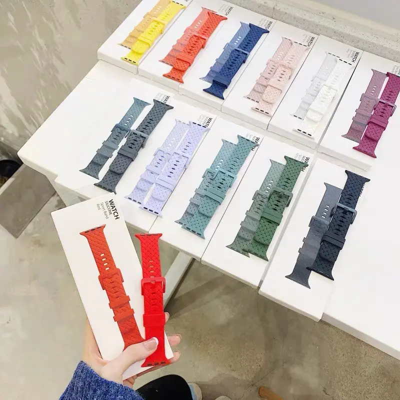for apple watch series7 Silicone strap watch series7 6 5 4 3 2 1 SE smart watch strap size 38/40/41/42/44/45mm smart watch case
