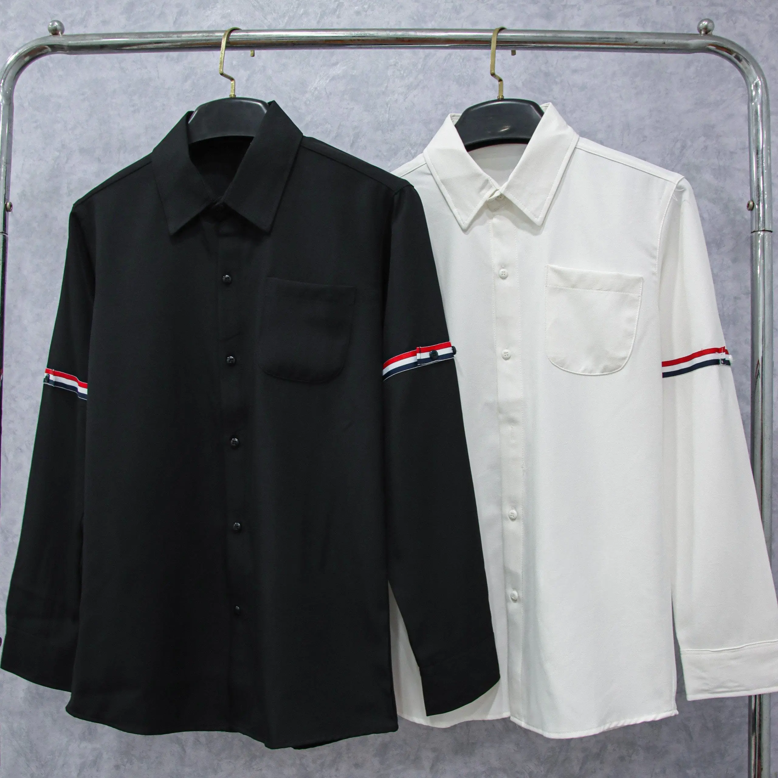 Áo sơ mi dài tay kẻ viền đỏ 2 bên from slimfit, trẻ trung, sang trọng, chất cotton co dãn thoáng mát Nam Menswear Shirt
