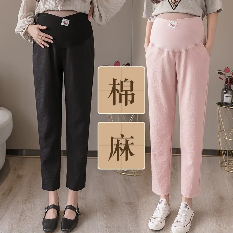 Quần Bầu baggy đũi siêu mịn mát thiết kế Vạt chéo có chun chỉnh tiện lợi cho mẹ bầu QB9669 4