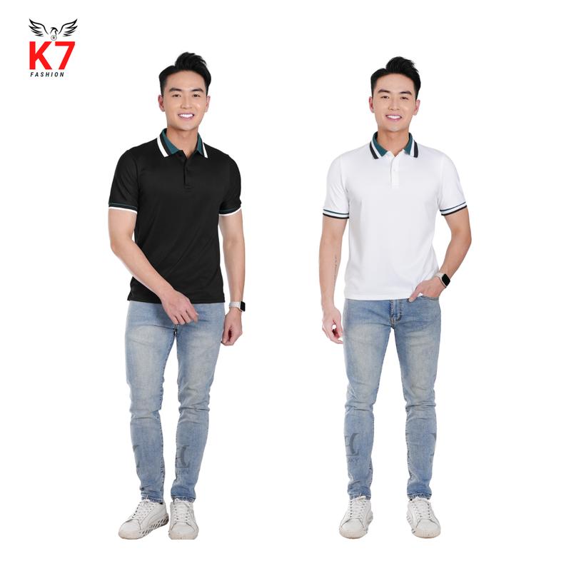 Áo Polo K7 Fashion Nam Phối Tay 2024 Thoáng Mát, Co Giãn, Không Nhăn Menswear Shirt Ngắn Tay Có Cổ Cộc Tay Tay Ngắn