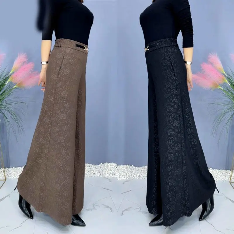 Quần Culottes Đuôi Cá, Hàng Mới Về Mùa Xuân Và Mùa Thu, Dành Cho Phụ Nữ, Cạp Cao, Chống Nhăn, Xếp Nếp, Quần Thường Ngày Thích Hợp Cho Mẹ TRUNG NIÊN, Váy Quần Ngoại Cỡ