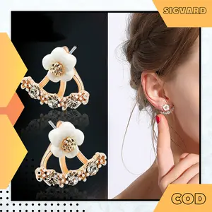 SIGVARDSTORE Anting Wanita Korean Style Anting Motif Jarum Gantung Bunga Daisy Mutiara Elegan Modis ANT01