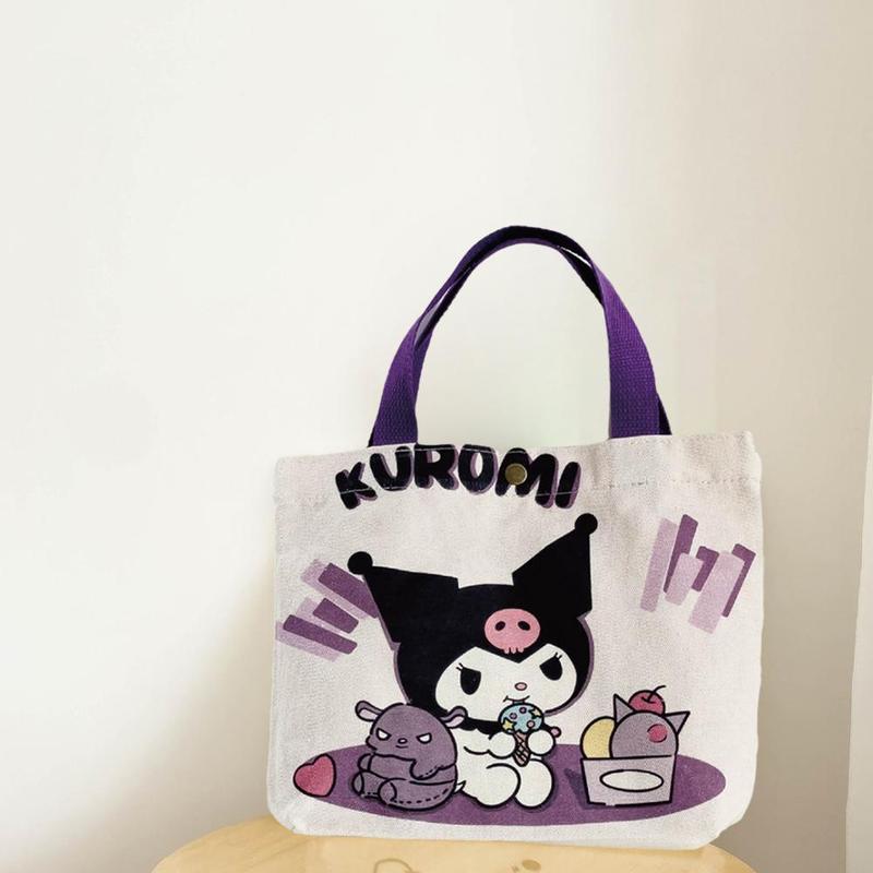 Túi Vải Bố, Chủ Đề Sanrio Hoạt Hình, Túi Tote Nữ, Túi Kuromi Mua Sắm Dễ Thương, Y4Q2 7