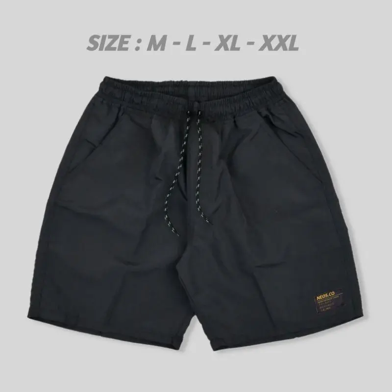 PAKET 3 PCS Celana Pendek Pria Distro Boardshort Tali Karet Pinggang Boxer Santai [BSHORT3] Nyaman Katun Abu Navy Panjang Kain Hitam 8