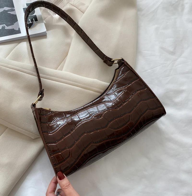 Product Introduction of Fashion PU Leather Bags for Women Alligator Pattern Armpit Handbag Female Small Underarm Messenger Bag Purse 14