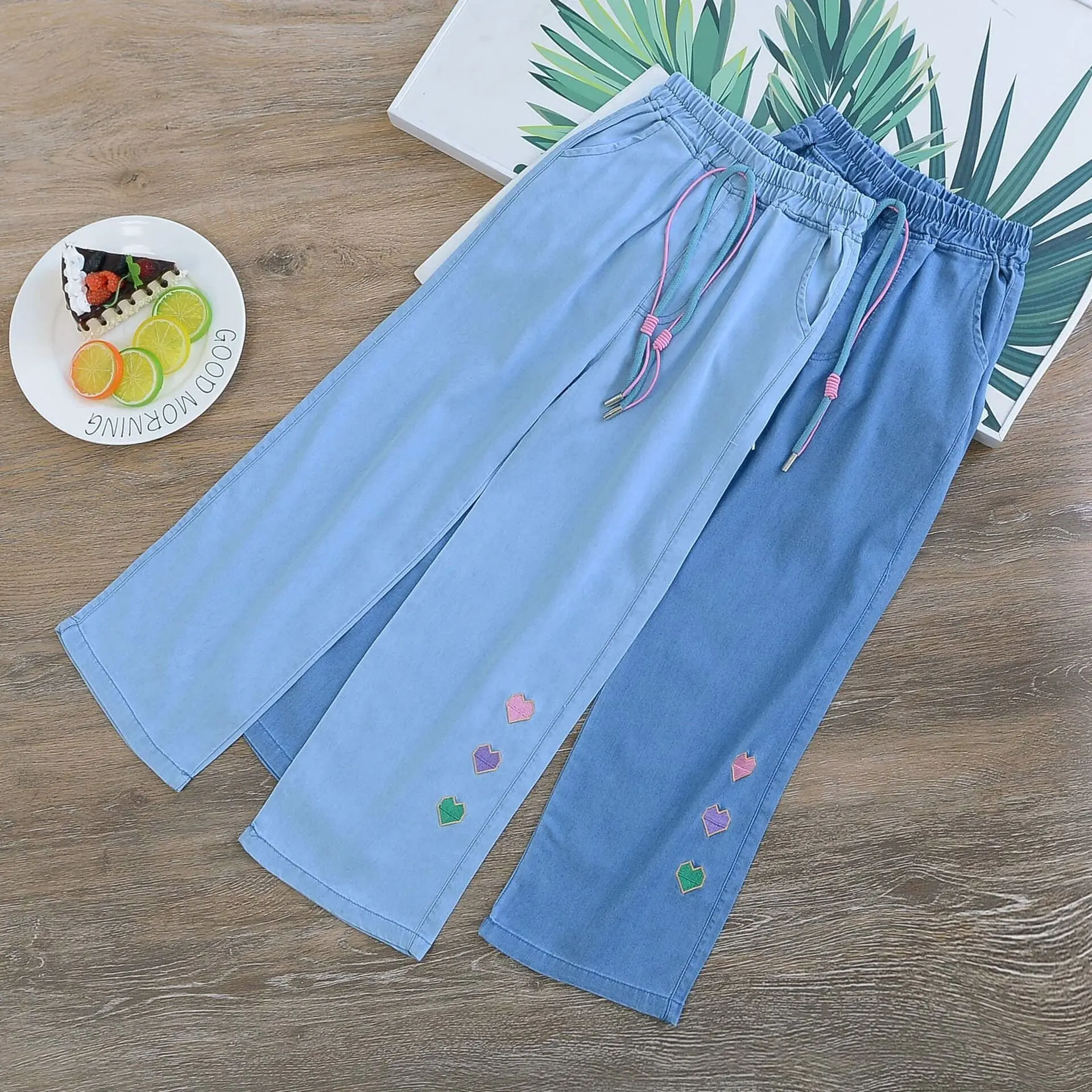 Quần Jean Giấy Tim Phom Xuông Rộng Cho Bé Gái quần  jean quan  jean