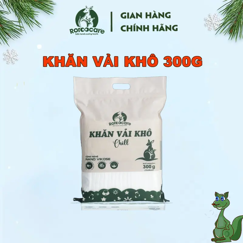 Khăn Vải Khô Roroocare 300G Không bụi mịn, mềm mịn thông thoáng  An Toàn Tiện Lợi Cho Bé Vân kim cương 3D 0