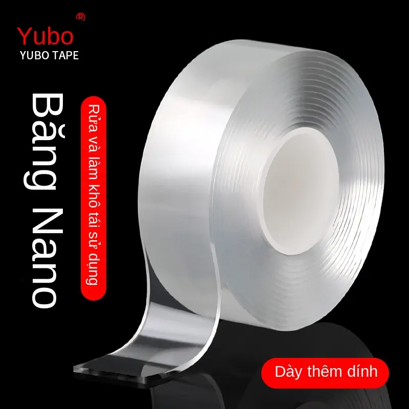 Băng Dính Nano, Không để lại dấu vết, Độ dính cao, Keo móc, Chất liệu Acrylic, Trong suốt, Chống nước