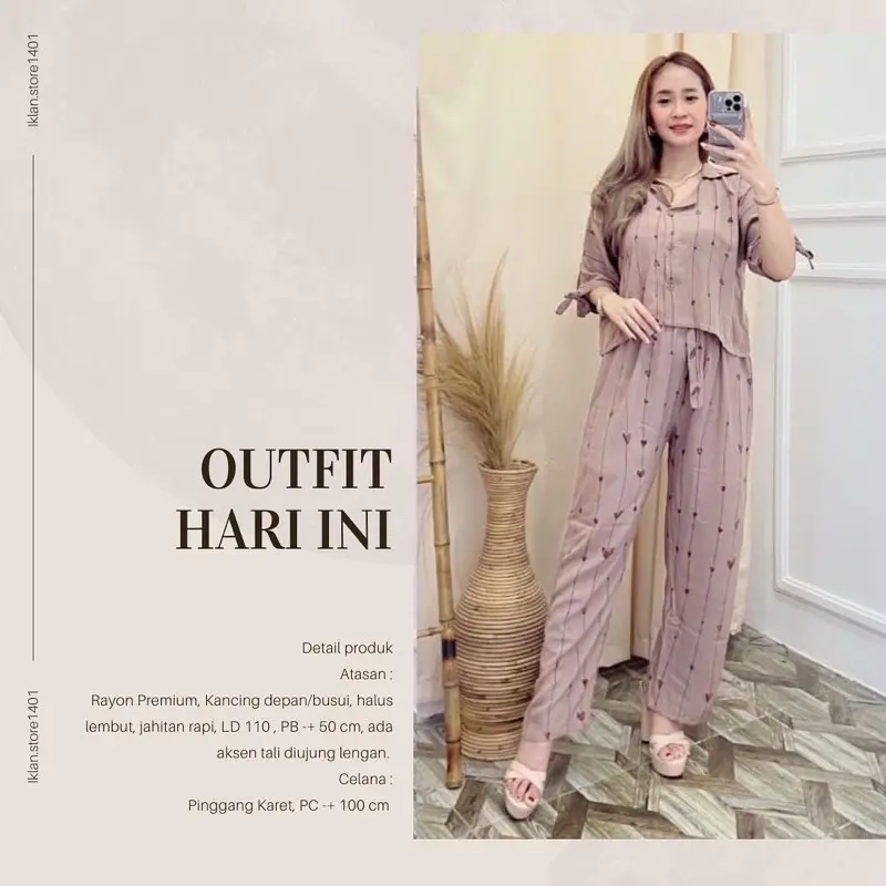 One Set Crop Top Terbaru Motif Love Setelan Celana Lengan pendek Bisa Dicuci Dengan Mesin Baju Karet Kancing Setrip 1