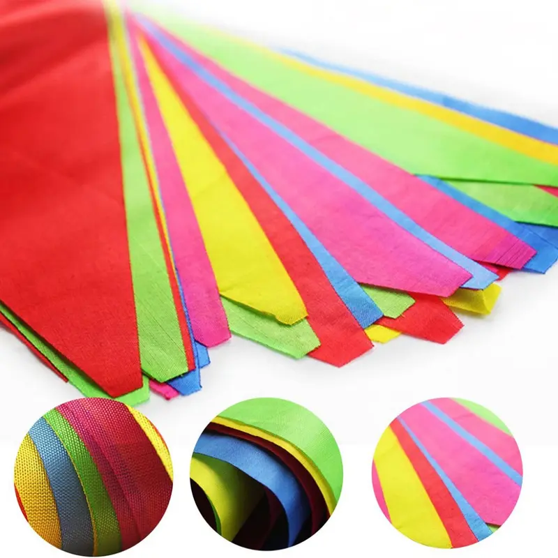 150PCS 80M Warna Warni Bendera Kain Segitiga dekorasi pesta  bunting flag Bendera Hias Festival Bendera Segitiga 8
