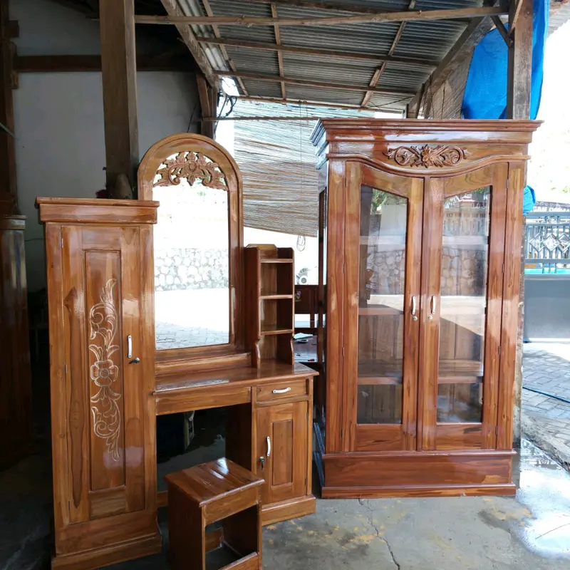 meja rias minimalis finishing/ tolet / tempat make up kayu jati 4