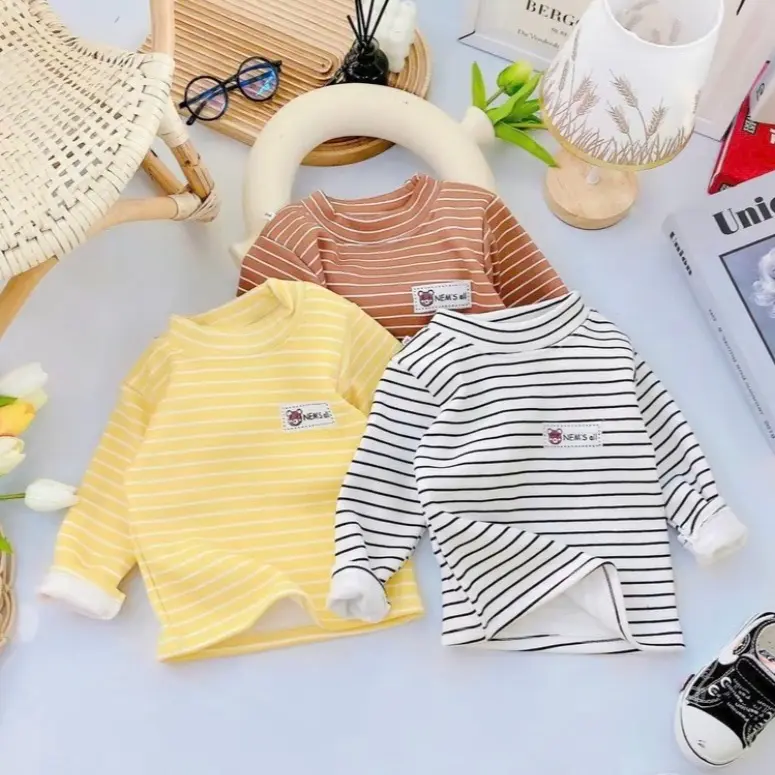 ( COMBO 3 áo cổ lọ ) combo 3 áo giữ nhiệt chất nỉ bông cổ cao 3p bé trai và bé gái . Size 5-15kg 0