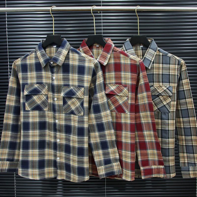 Áo Sơ Mi 7 Màu Sọc Caro Kẻ Flannel dạ màu Tay Dài Ôm Phối 2 Túi, Áo Sơ Mi dày tay chính hãng Unisex style form rộng nam nữ