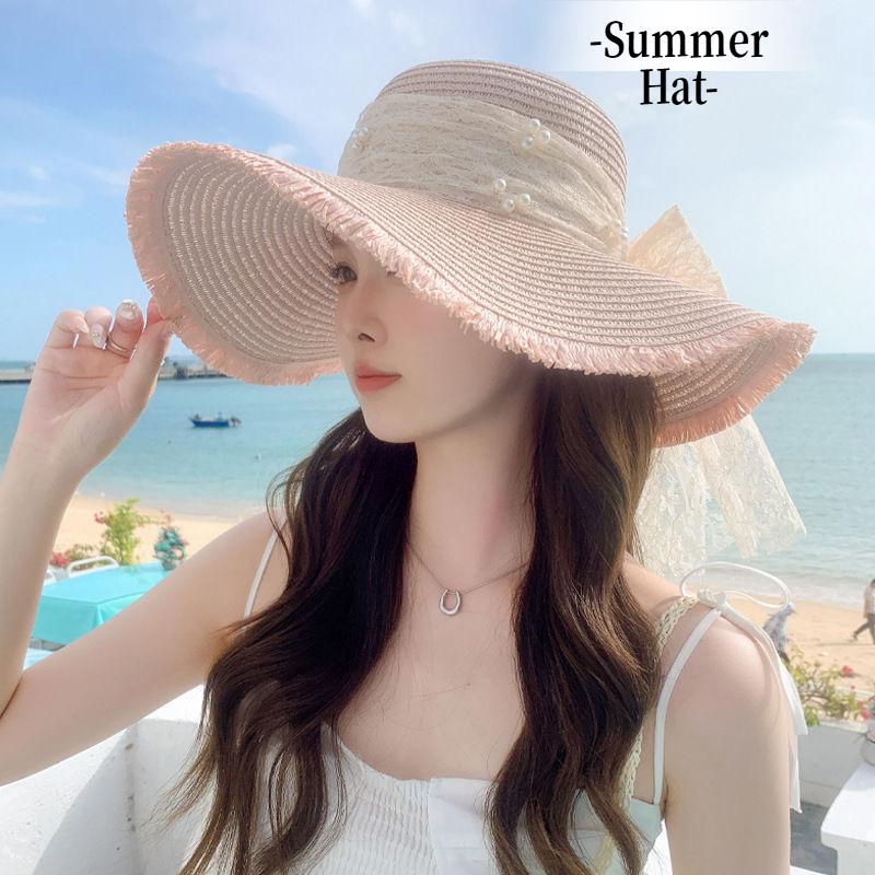 Mũ Rơm Rộng Vành, Dành Cho Nữ, Thích Hợp Cho Mùa Hè, Có Nơ V - TikTok ...