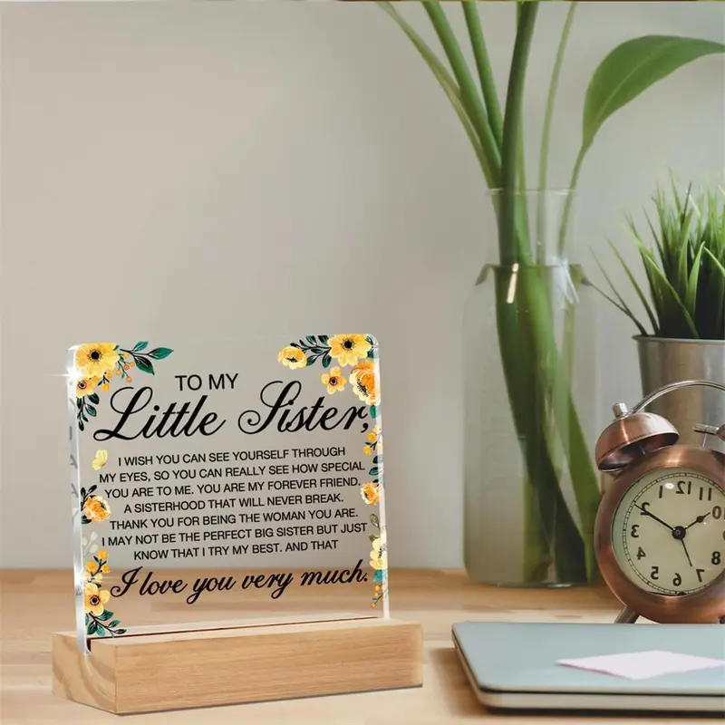 Little Sister Gift, Clear Desk Decorative Sign, Sister Gift, Gift for Sister, Home Decor, Desk Decor, Room Decor, Gift for Friend, Ornaments 6